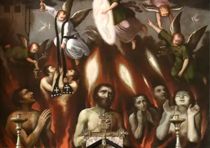 The Souls of Purgatory The Holy Souls by Guillaume Grève. (Crop of the bottom half.)
